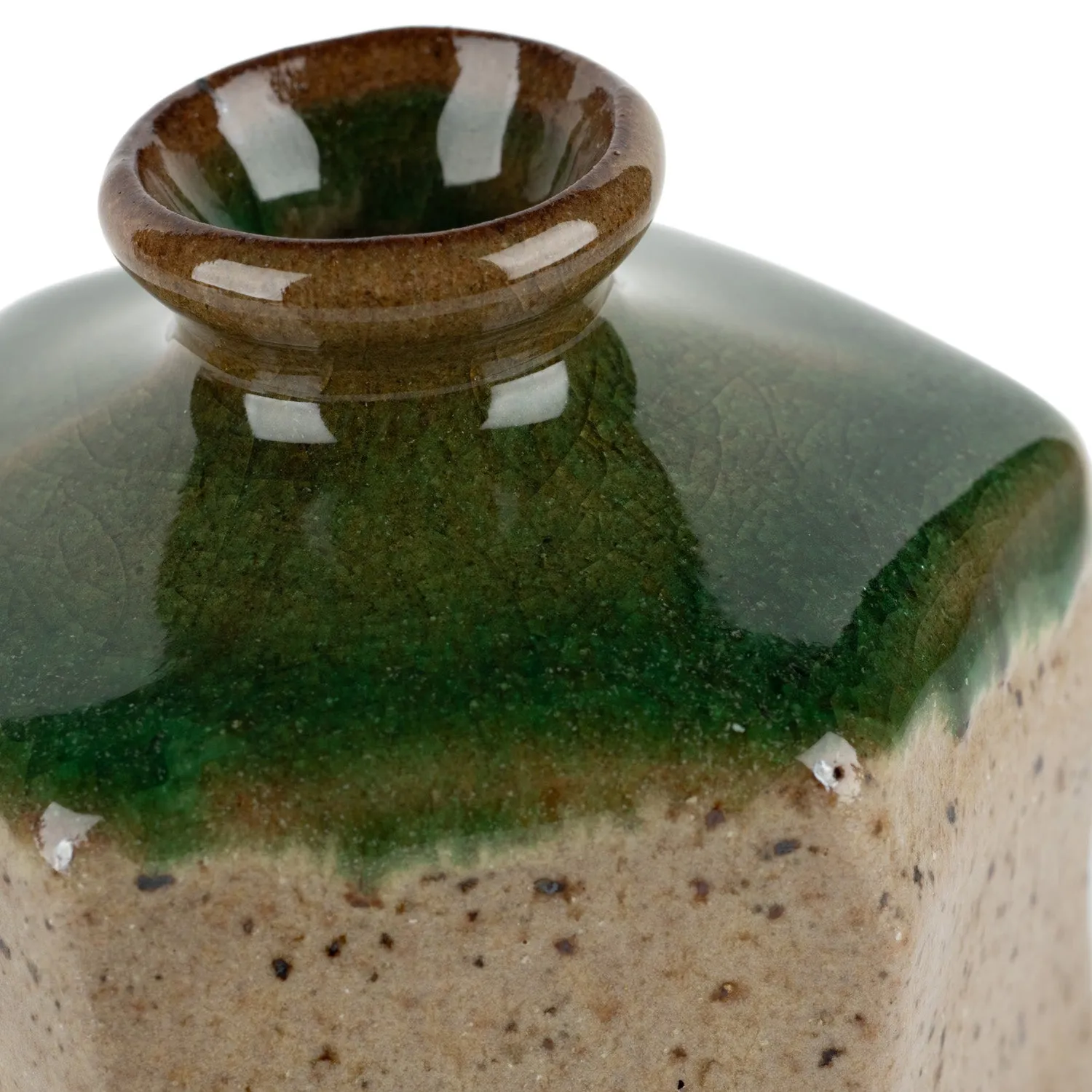 Oribe Green Japanese Mini Vase