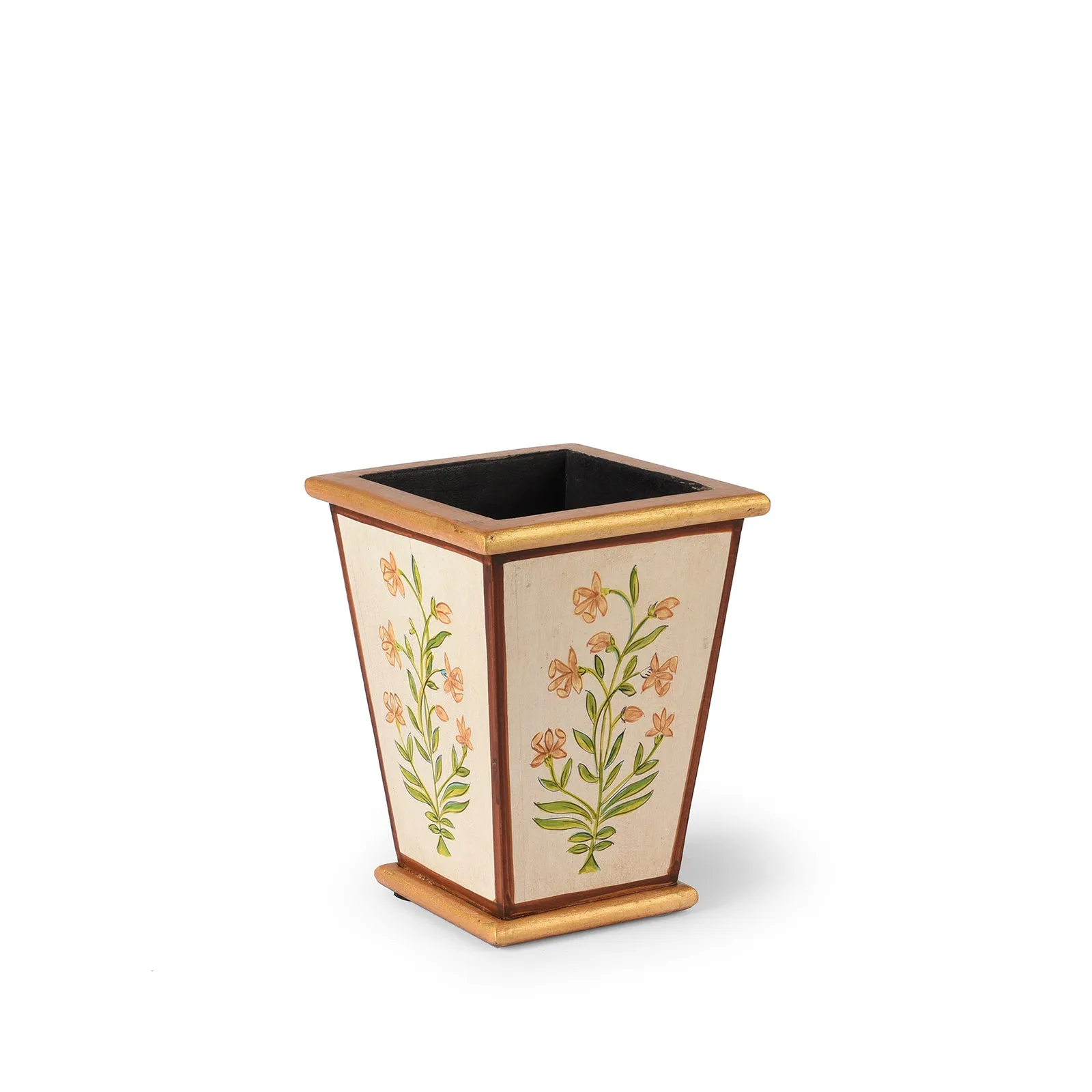 Painted Mughal Flower Waste Paper Bin