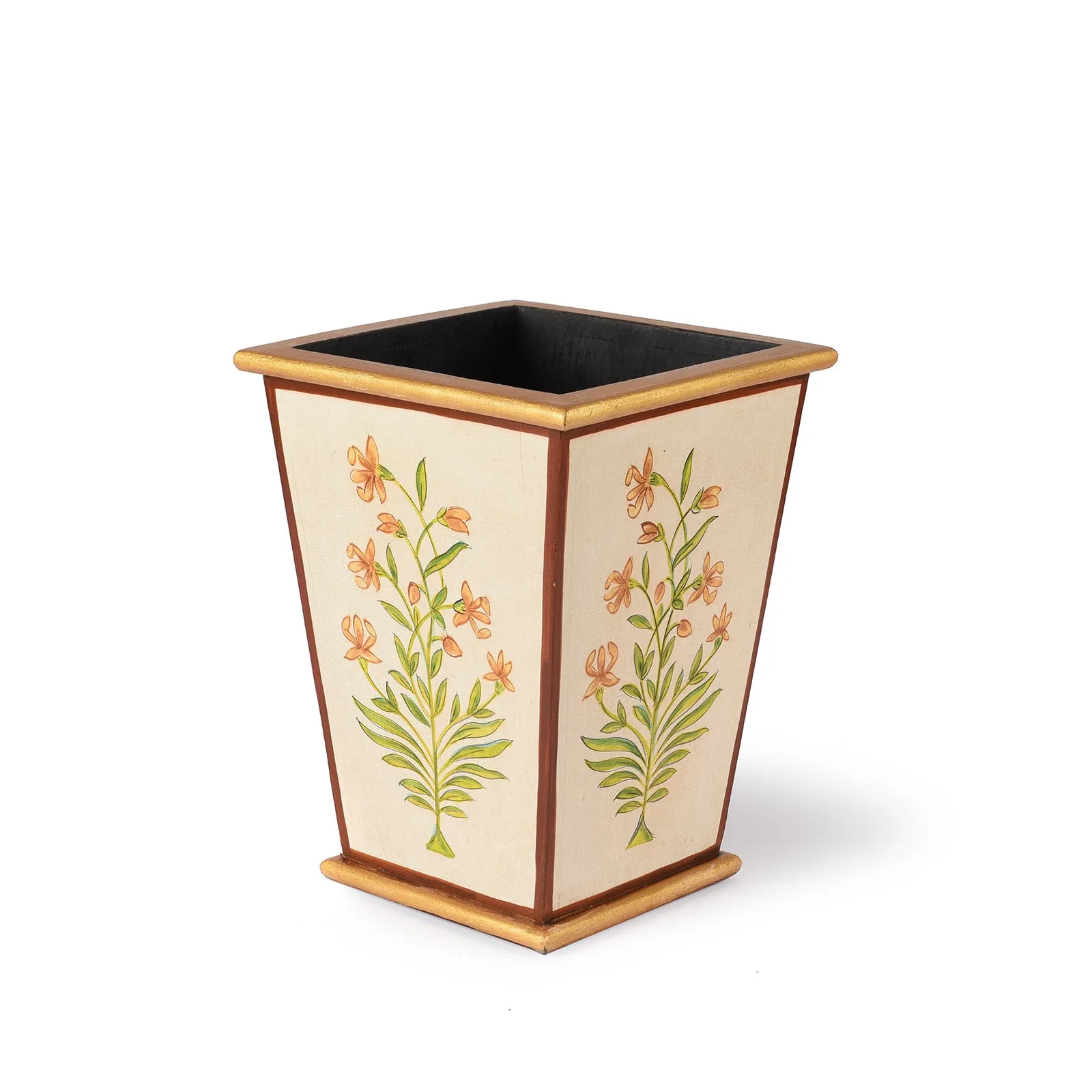 Painted Mughal Flower Waste Paper Bin