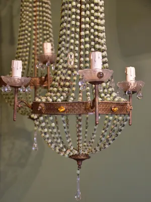 Pair of Italian chandeliers with verre d’eau beads