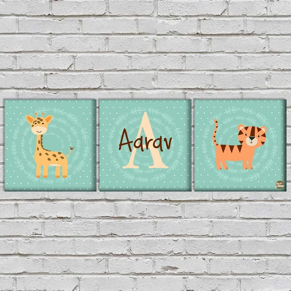 Personalized Nursery Wall Art  -Giraffe and Tigar