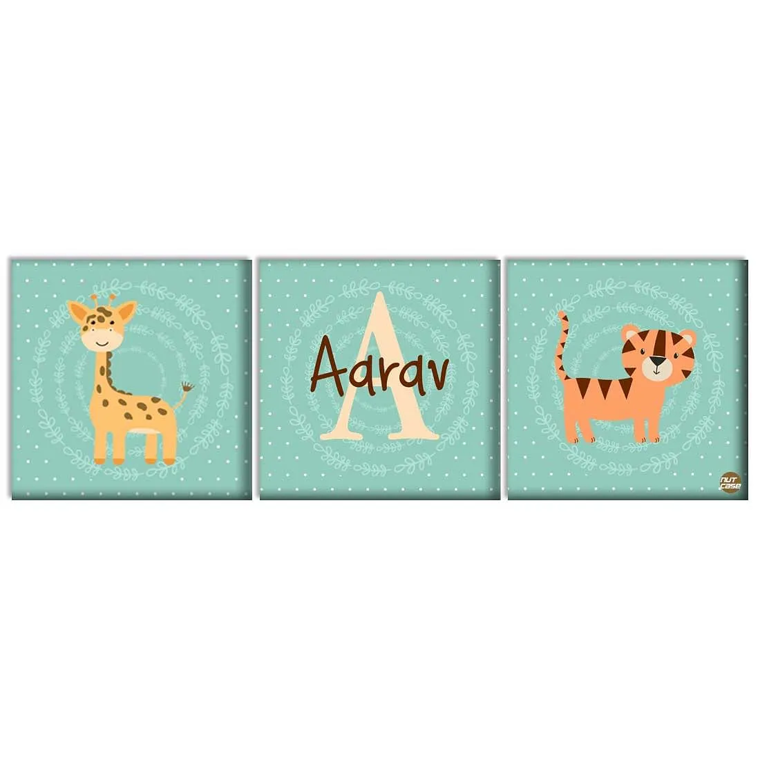 Personalized Nursery Wall Art  -Giraffe and Tigar