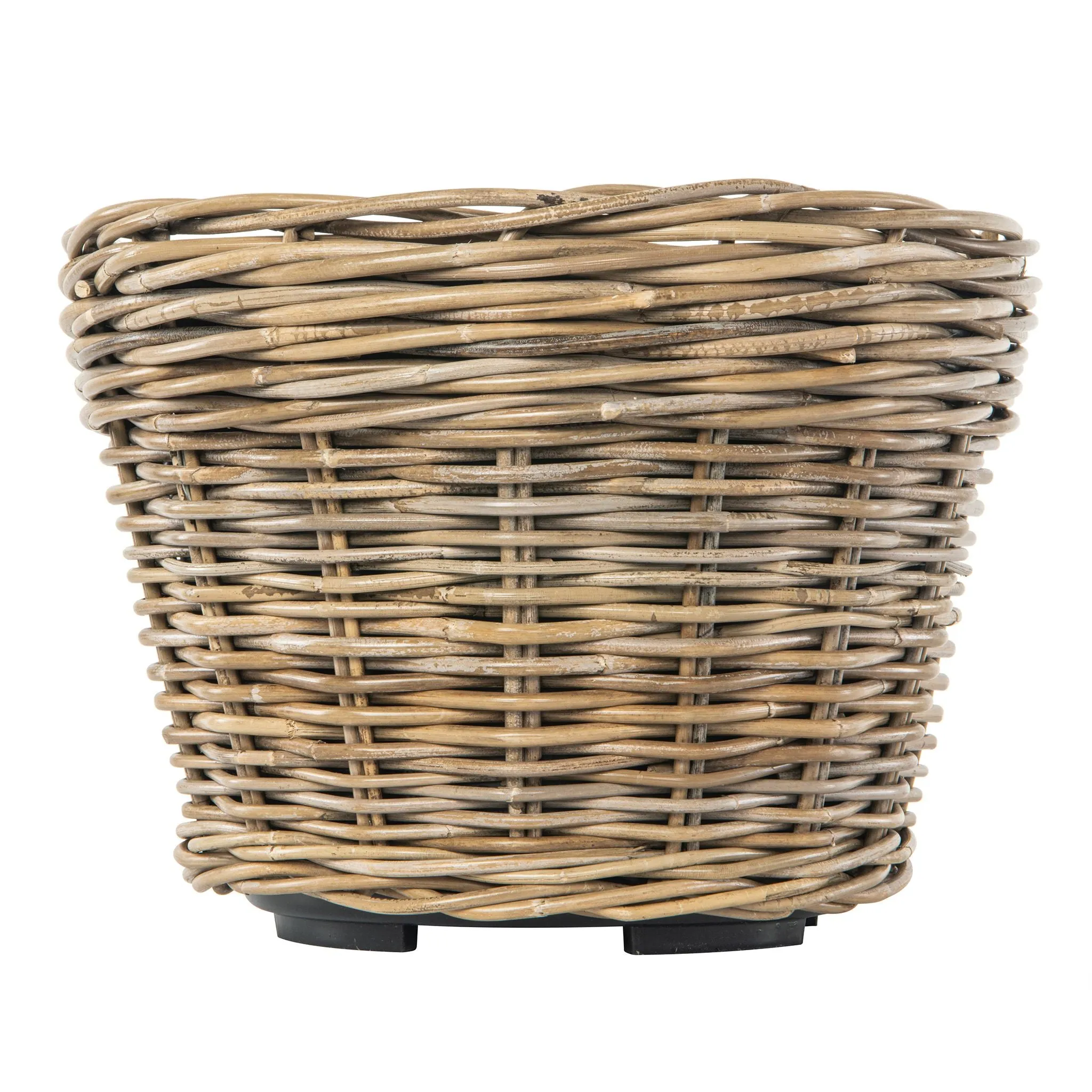 Rattan Kobo Conical Indoor & Outdoor Planter Basket with Plastic Pot