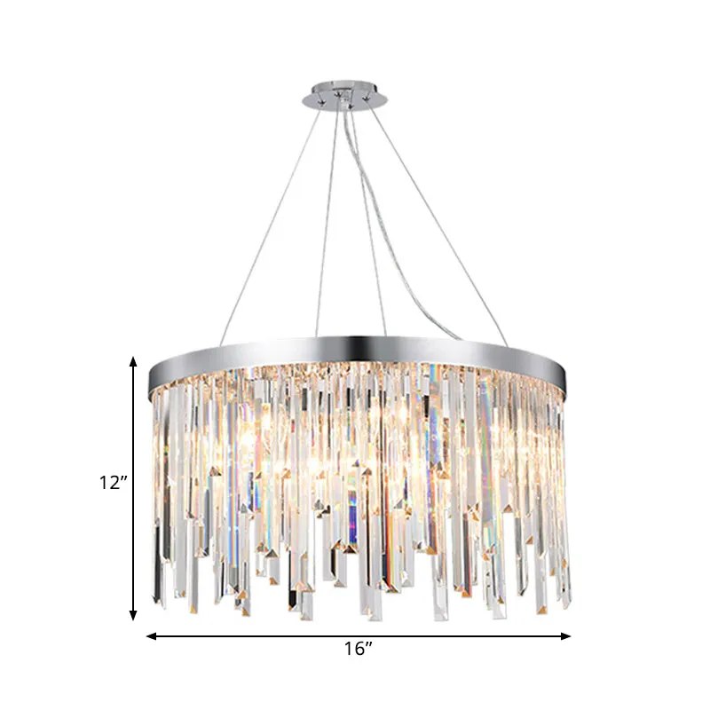 Round Crystal Chandelier Lighting Kit with 2/6 Hanging Bulbs, Contemporary Design - 8"/16" Wide