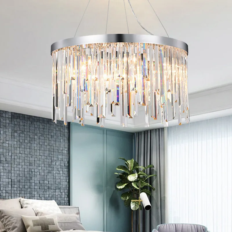 Round Crystal Chandelier Lighting Kit with 2/6 Hanging Bulbs, Contemporary Design - 8"/16" Wide