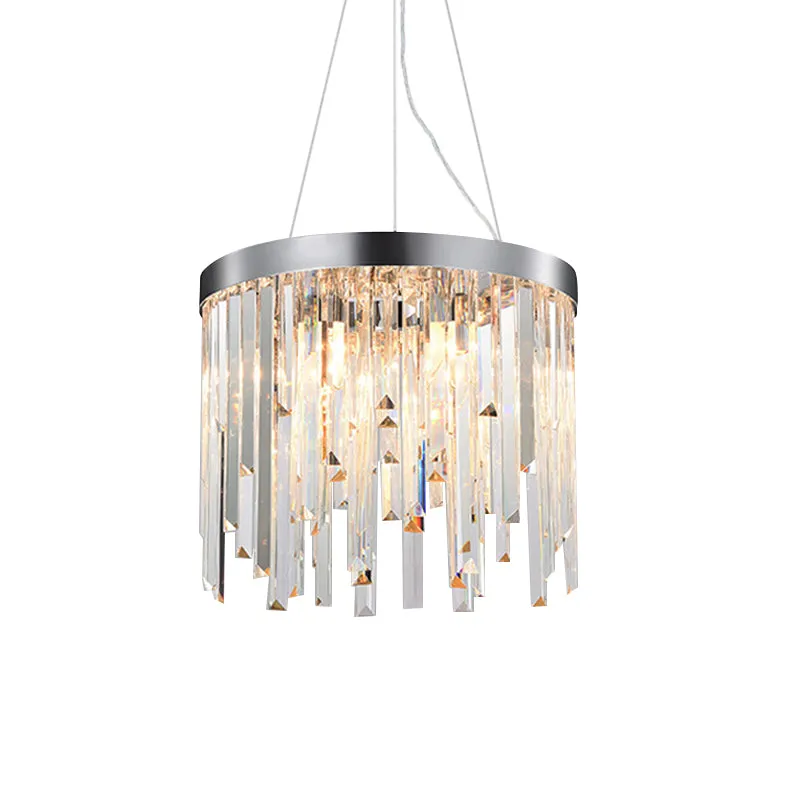 Round Crystal Chandelier Lighting Kit with 2/6 Hanging Bulbs, Contemporary Design - 8"/16" Wide