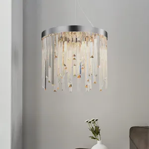 Round Crystal Chandelier Lighting Kit with 2/6 Hanging Bulbs, Contemporary Design - 8"/16" Wide