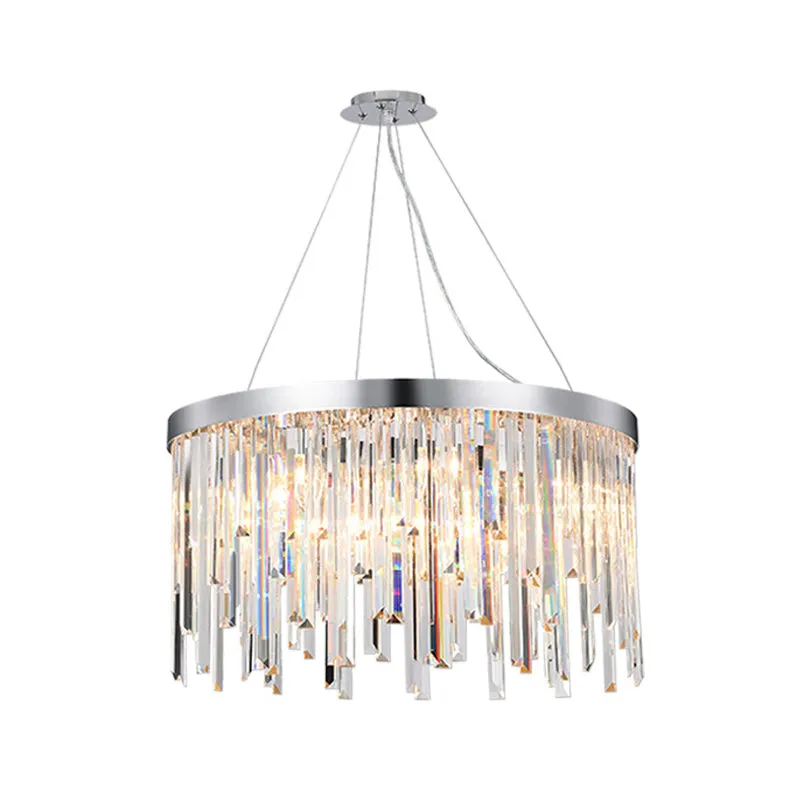 Round Crystal Chandelier Lighting Kit with 2/6 Hanging Bulbs, Contemporary Design - 8"/16" Wide