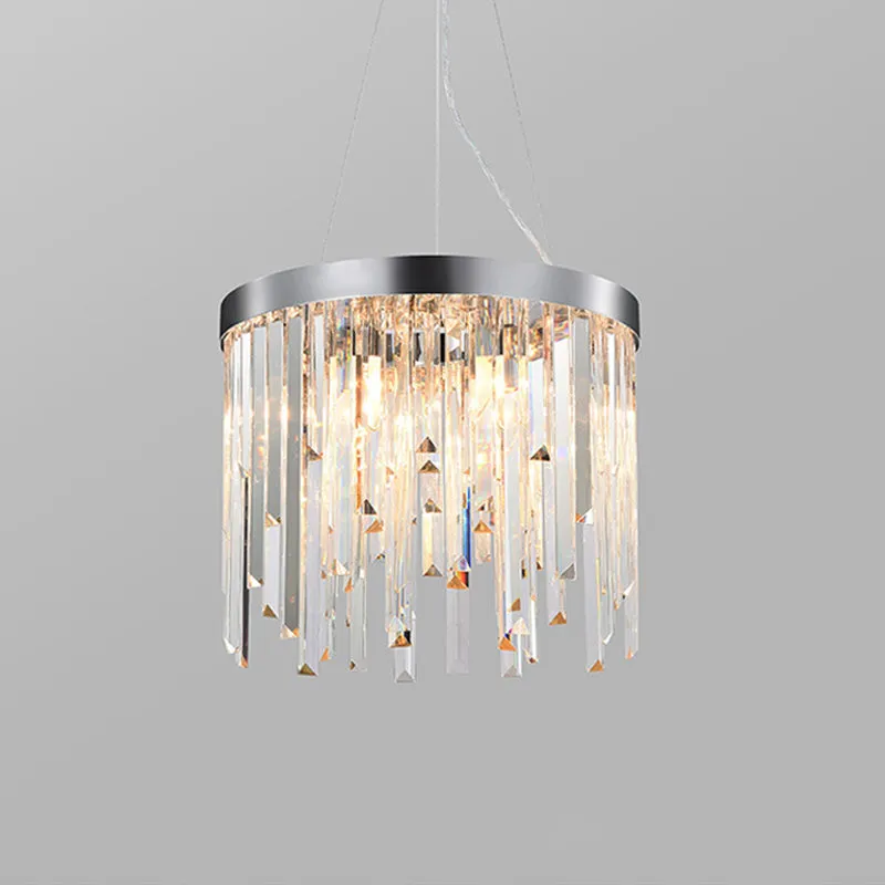 Round Crystal Chandelier Lighting Kit with 2/6 Hanging Bulbs, Contemporary Design - 8"/16" Wide