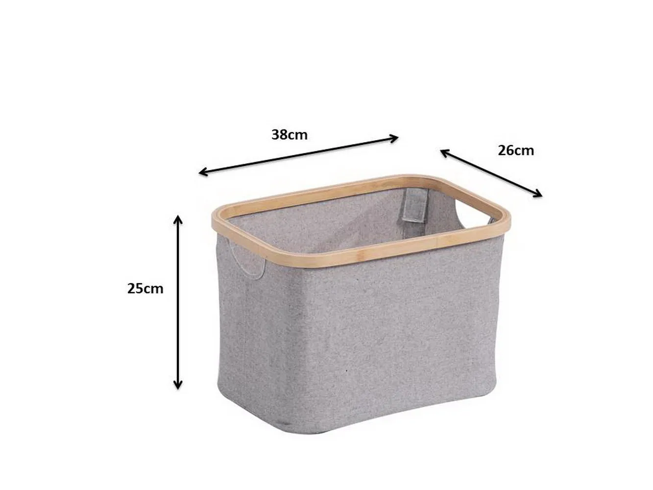 Set Of 2 Bamboo Rim Storage Baskets, Natural/Grey