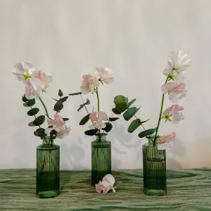 Set Of 3 Pressed Glass Bottle Vases Amelie - Forest Green