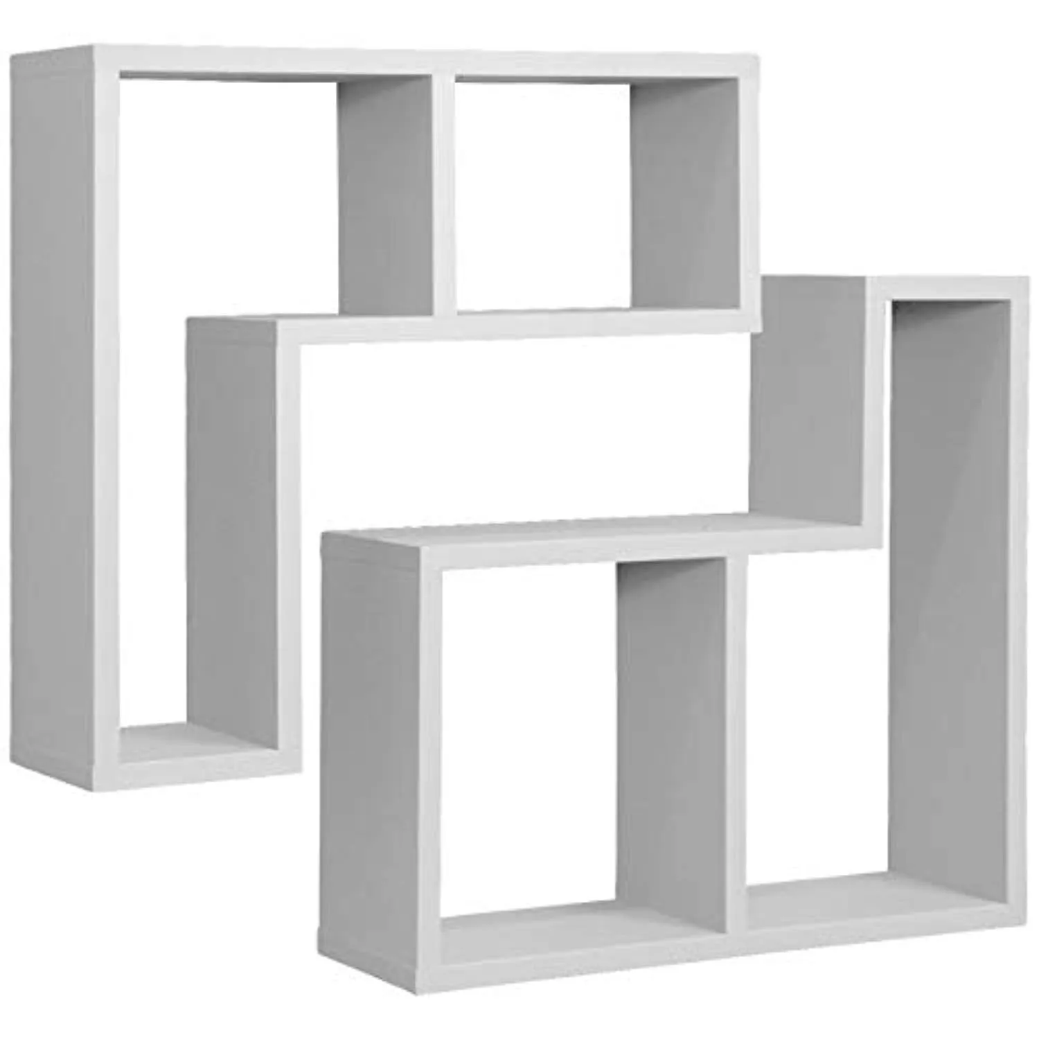 Sorbus Floating Shelf L-Shaped Set — L-Ledge Wall Shelves with 2 Openings,