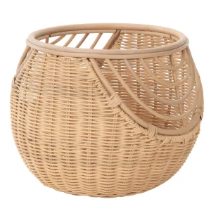 Spider Web Round Wicker Decorative Storage Basket, Natural