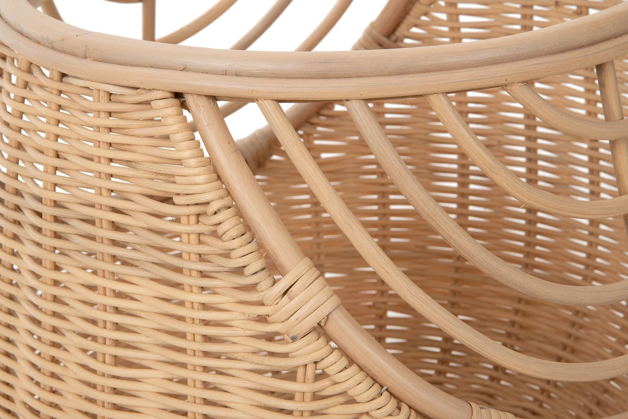 Spider Web Round Wicker Decorative Storage Basket, Natural