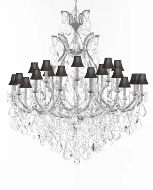 Swarovski Crystal Trimmed Chandelier Lighting Chandeliers H52" X W46" Dressed with Large, Luxe Crystals - Great for the Foyer, Entry Way, Living Room, Family Room & More w/Black Shades - A83-B90/CS/BLACKSHADES/52/2MT/24 1SW