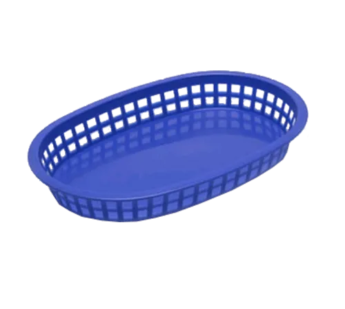 Tablecraft C1076BK 10-1/2" x 7" x 1-1/2" Black Oval Polypropylene Chicago Platter Fast Food Basket | Denson CFE