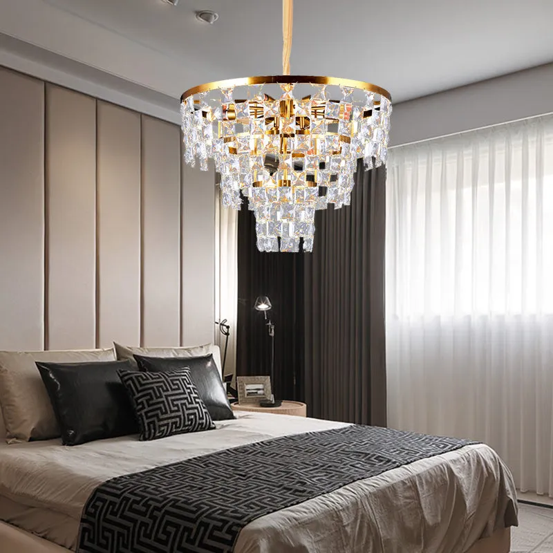 Tapered Gold Chandelier - Modern 8/11 Light Crystal Ceiling Lamp