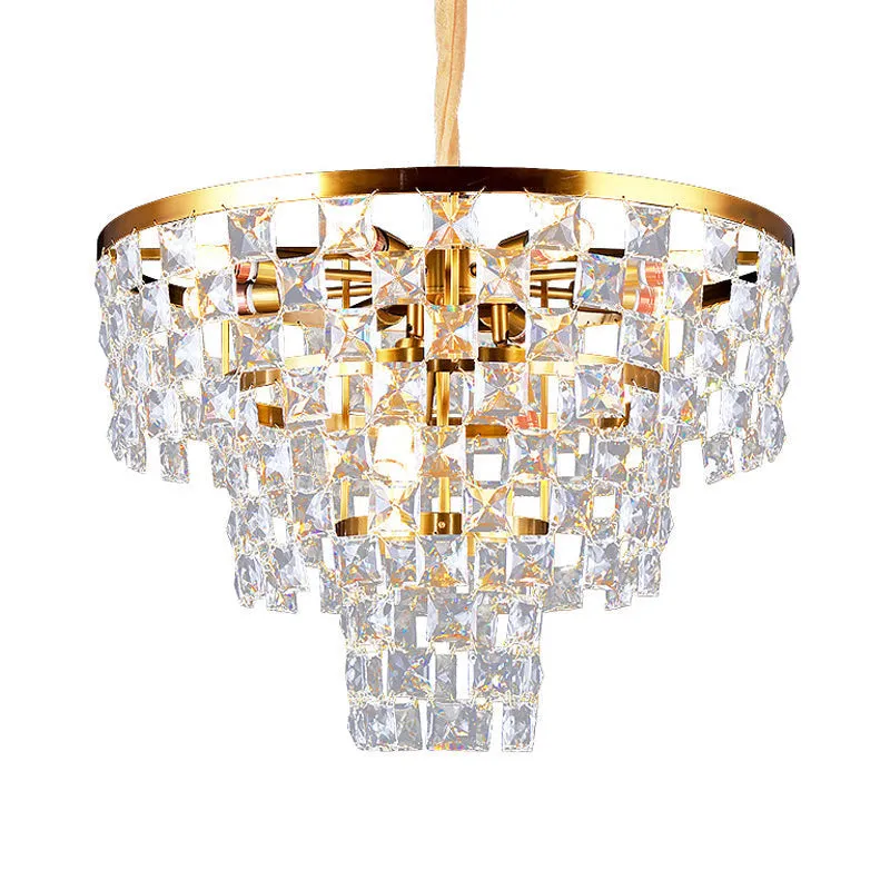 Tapered Gold Chandelier - Modern 8/11 Light Crystal Ceiling Lamp