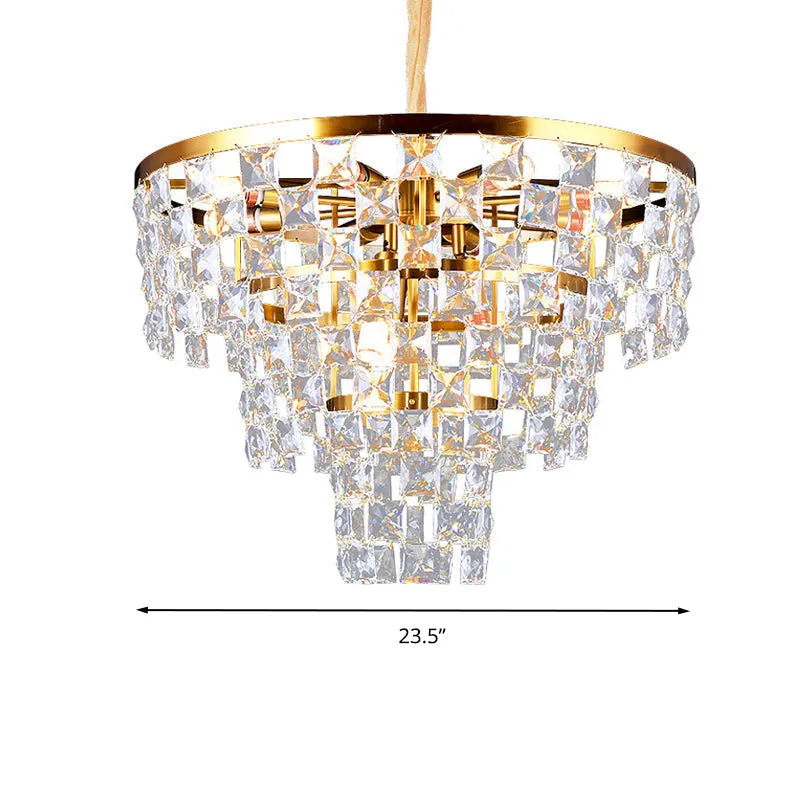 Tapered Gold Chandelier - Modern 8/11 Light Crystal Ceiling Lamp