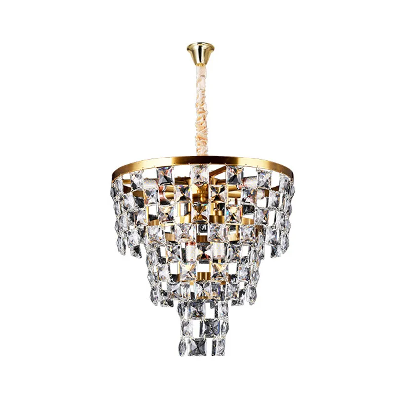 Tapered Gold Chandelier - Modern 8/11 Light Crystal Ceiling Lamp