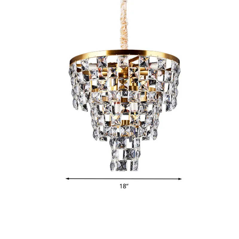 Tapered Gold Chandelier - Modern 8/11 Light Crystal Ceiling Lamp