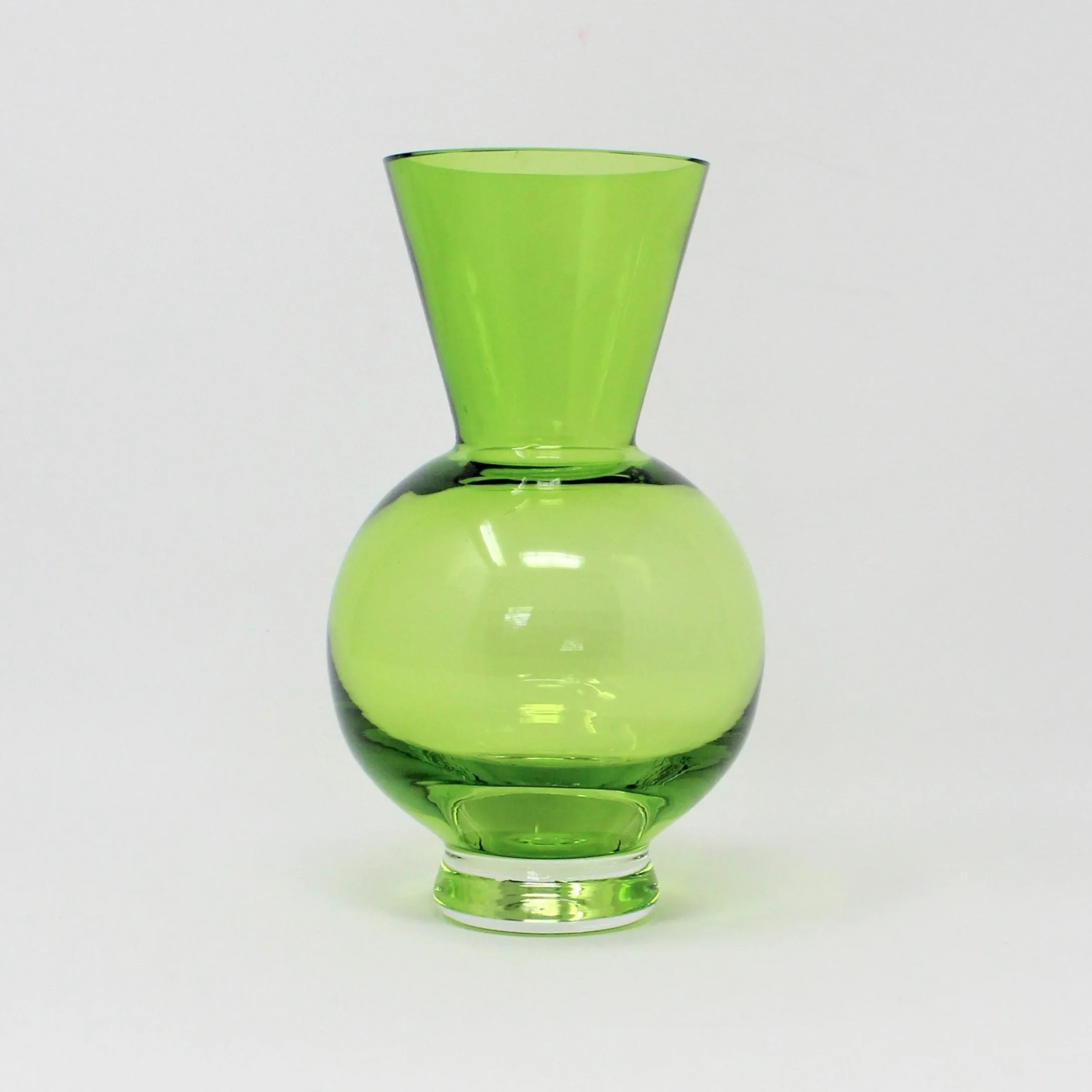 Vase, Dartington Fine Crystal, Hand Blown Urn Vase, Green Glass, Vintage