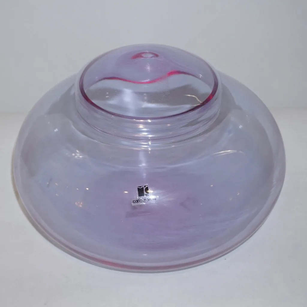 Vintage C. Moretti 1980s Alexandrite Amethyst Murano Crystal Glass Bowl & Cover