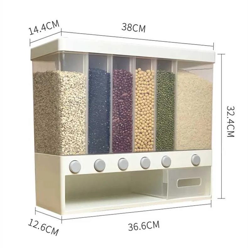 Wall Mounted Divided Rice and Cereal Dispenser