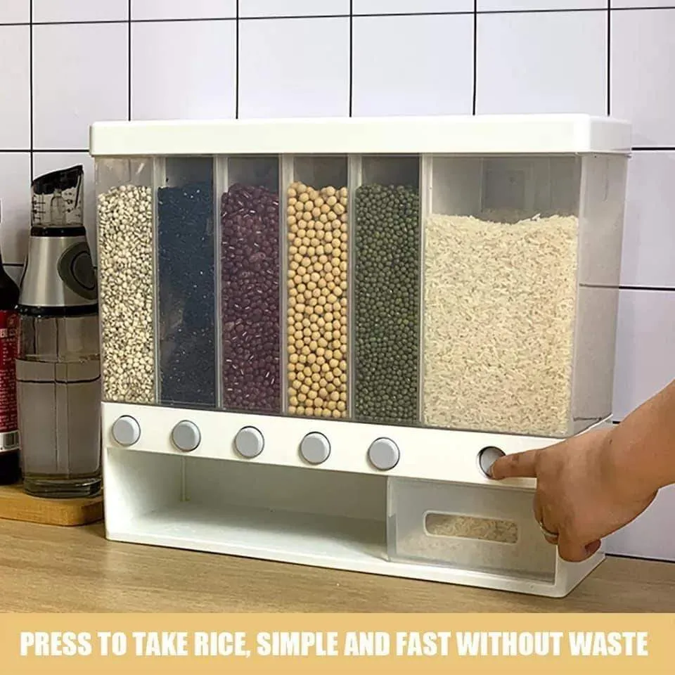 Wall Mounted Divided Rice and Cereal Dispenser