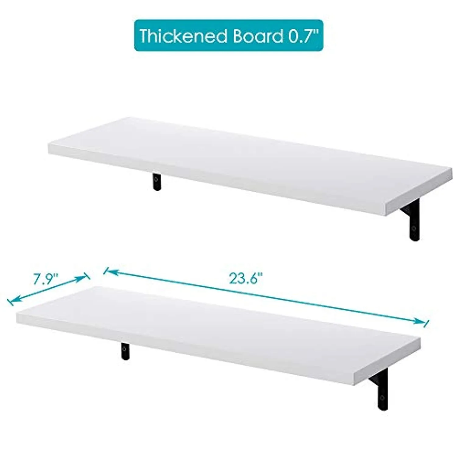 Wall Mounted Floating Shelves, Set of 2, Display Ledge, Storage Rack for Room/Kitchen/Office - White