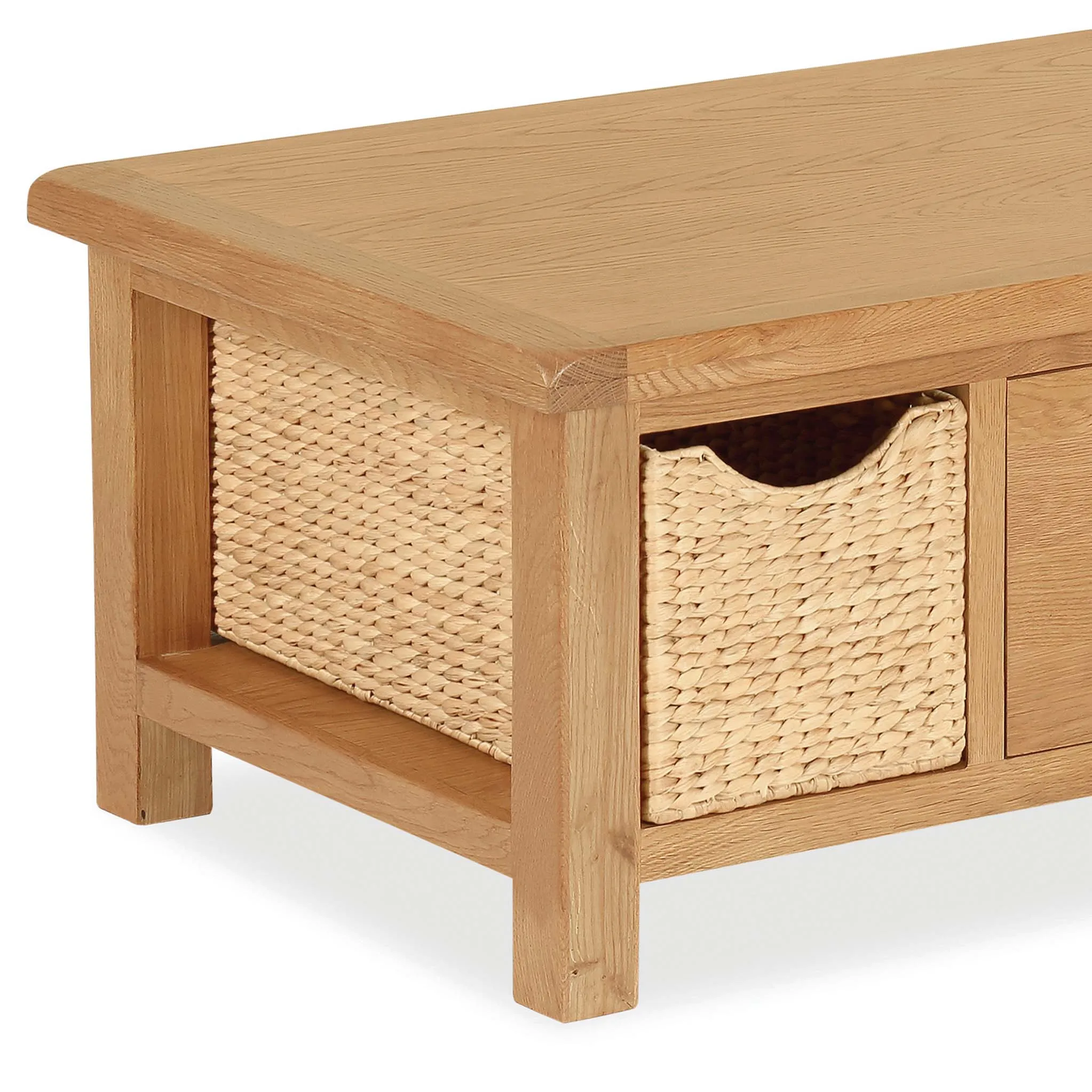 Zelah Oak Coffee Table with Baskets