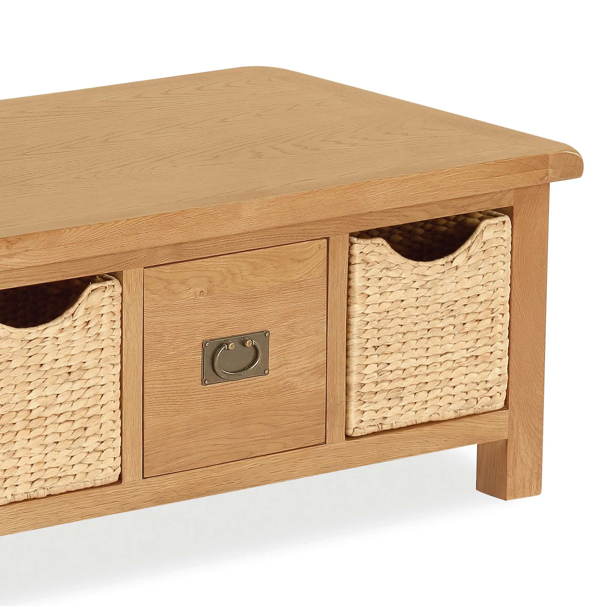 Zelah Oak Coffee Table with Baskets